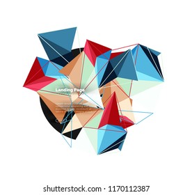 Vector 3d triangle abstract background, polygonal geometric modern design