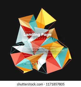 Vector 3d triangle abstract background, polygonal geometric modern design