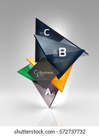 Vector 3d triangle abstract background, glass geometry shapes