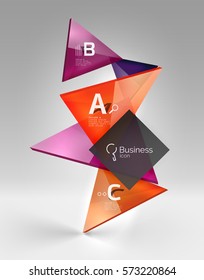 Vector 3d triangle abstract background, glass geometry shapes