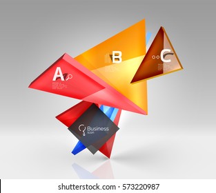 Vector 3d triangle abstract background, glass geometry shapes