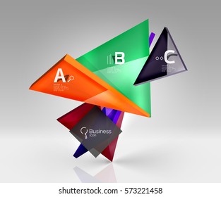 Vector 3d triangle abstract background, glass geometry shapes