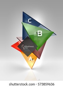 Vector 3d triangle abstract background, glass geometry shapes