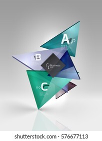 Vector 3d triangle abstract background, glass geometry shapes