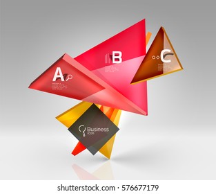 Vector 3d triangle abstract background, glass geometry shapes