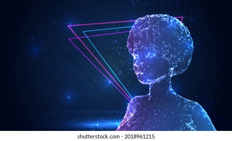 vector 3d from triangular polygons on a blue background