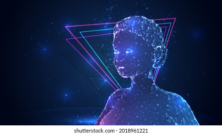 vector 3d from triangular polygons on a blue background