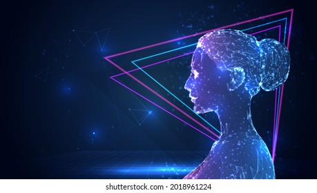 vector 3d from triangular polygons on a blue background