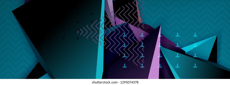 Vector 3d triangular shapes abstract background, origami futuristic template with lines, minimal triangle design