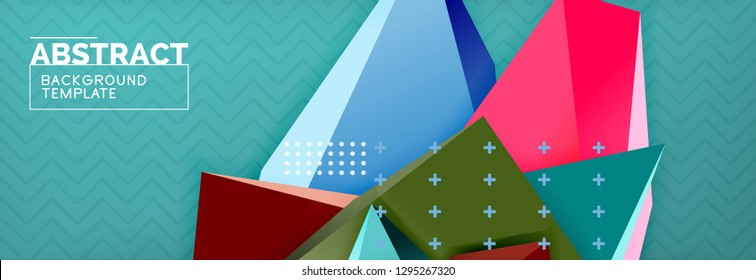 Vector 3d triangular shapes abstract background, origami futuristic template with lines, minimal triangle design