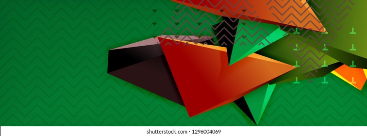 Vector 3d triangular shapes abstract background, origami futuristic template with lines, minimal triangle design
