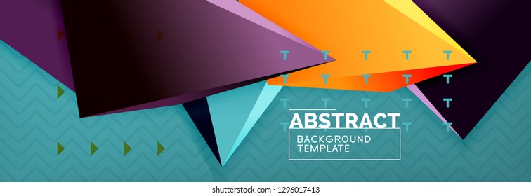 Vector 3d triangular shapes abstract background, origami futuristic template with lines, minimal triangle design