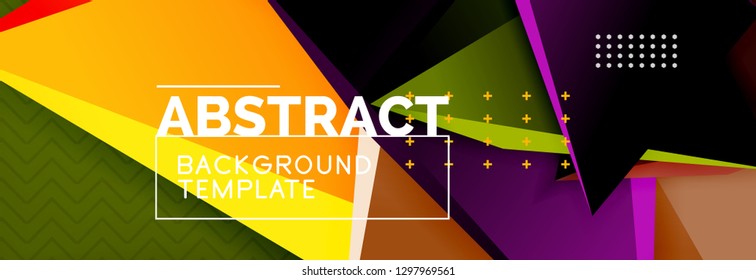 Vector 3d triangular shapes abstract background, origami futuristic template with lines, minimal triangle design