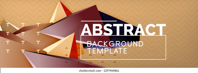 Vector 3d triangular shapes abstract background, origami futuristic template with lines, minimal triangle design