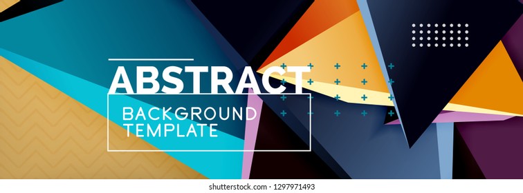 Vector 3d triangular shapes abstract background, origami futuristic template with lines, minimal triangle design