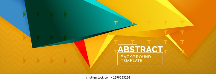 Vector 3d triangular shapes abstract background, origami futuristic template with lines, minimal triangle design