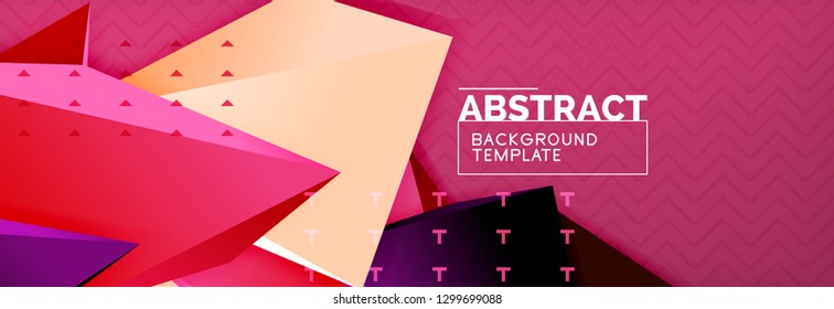 Vector 3d triangular shapes abstract background, origami futuristic template with lines, minimal triangle design
