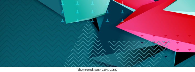 Vector 3d triangular shapes abstract background, origami futuristic template with lines, minimal triangle design