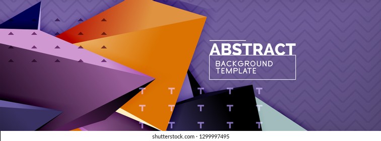 Vector 3d triangular shapes abstract background, origami futuristic template with lines, minimal triangle design