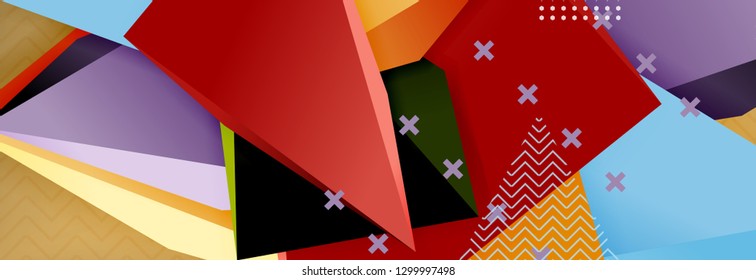 Vector 3d triangular shapes abstract background, origami futuristic template with lines, minimal triangle design