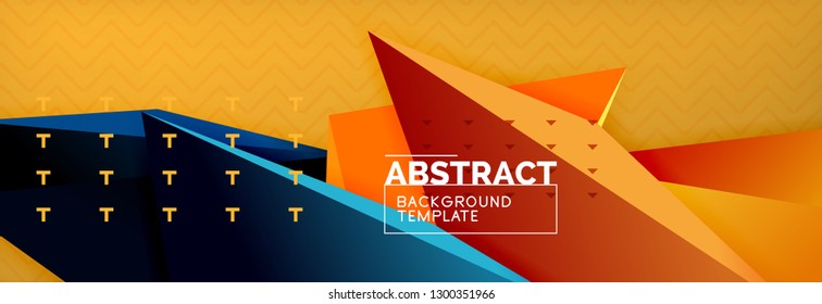 Vector 3d triangular shapes abstract background, origami futuristic template with lines, minimal triangle design