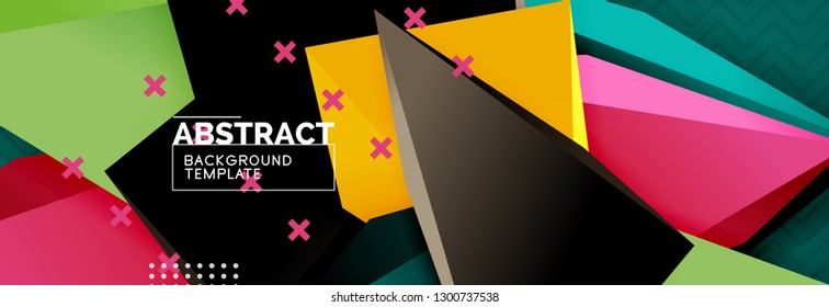 Vector 3d triangular shapes abstract background, origami futuristic template with lines, minimal triangle design