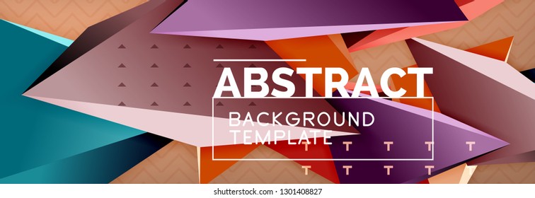 Vector 3d triangular shapes abstract background, origami futuristic template with lines, minimal triangle design