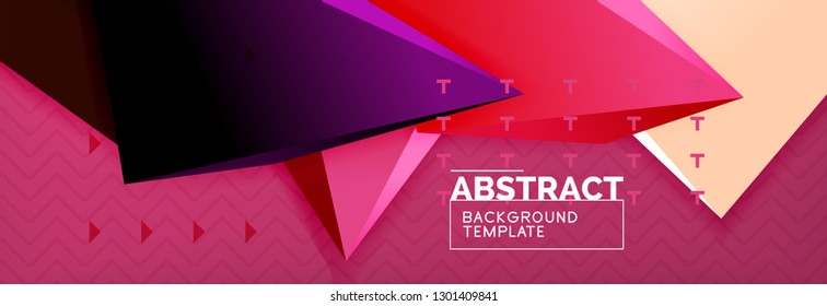 Vector 3d triangular shapes abstract background, origami futuristic template with lines, minimal triangle design