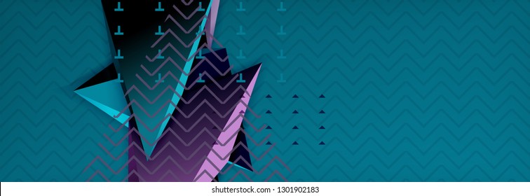 Vector 3d triangular shapes abstract background, origami futuristic template with lines, minimal triangle design