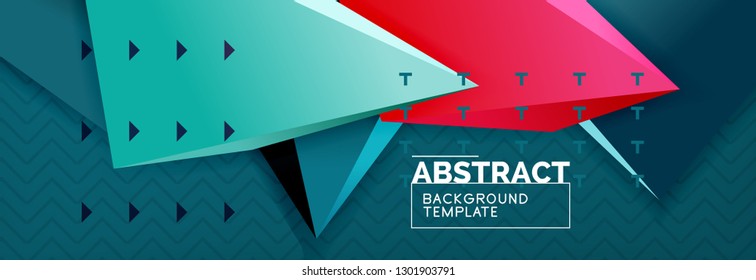 Vector 3d triangular shapes abstract background, origami futuristic template with lines, minimal triangle design