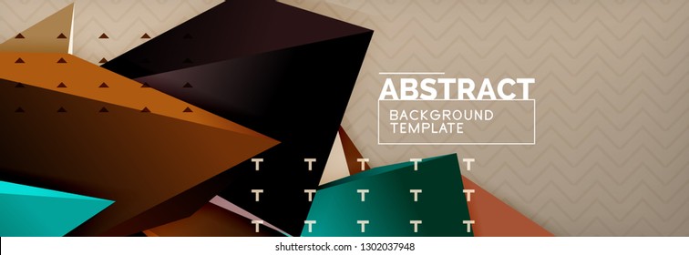 Vector 3d triangular shapes abstract background, origami futuristic template with lines, minimal triangle design
