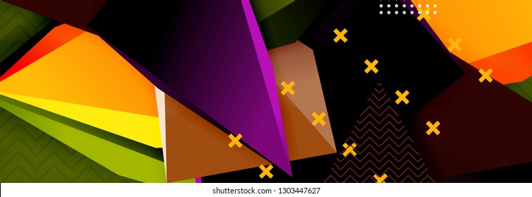 Vector 3d triangular shapes abstract background, origami futuristic template with lines, minimal triangle design