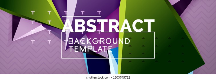 Vector 3d triangular shapes abstract background, origami futuristic template with lines, minimal triangle design
