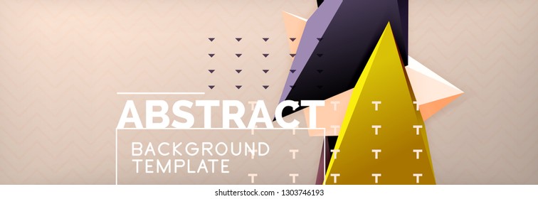 Vector 3d triangular shapes abstract background, origami futuristic template with lines, minimal triangle design