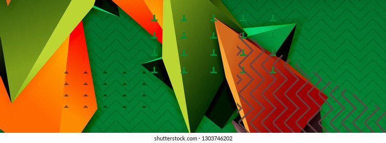 Vector 3d triangular shapes abstract background, origami futuristic template with lines, minimal triangle design