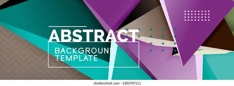 Vector 3d triangular shapes abstract background, origami futuristic template with lines, minimal triangle design