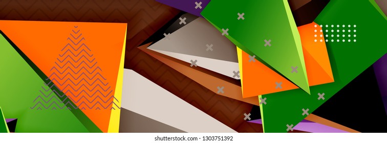 Vector 3d triangular shapes abstract background, origami futuristic template with lines, minimal triangle design