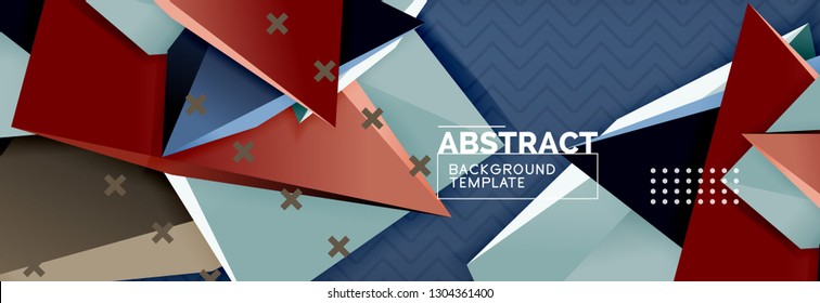 Vector 3d triangular shapes abstract background, origami futuristic template with lines, minimal triangle design