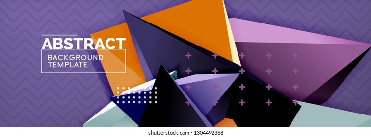 Vector 3d triangular shapes abstract background, origami futuristic template with lines, minimal triangle design