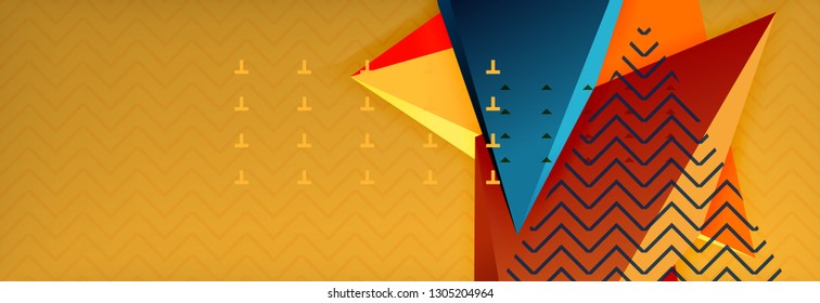 Vector 3d triangular shapes abstract background, origami futuristic template with lines, minimal triangle design