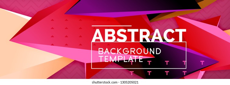 Vector 3d triangular shapes abstract background, origami futuristic template with lines, minimal triangle design
