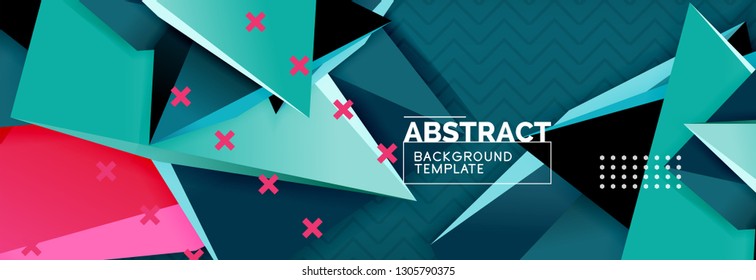 Vector 3d triangular shapes abstract background, origami futuristic template with lines, minimal triangle design