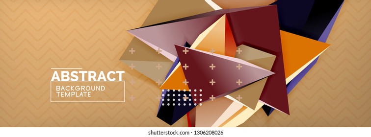 Vetor 3d formas triangulares fundo abstrato, origami modelo futurista com linhas, design triangular mínimo