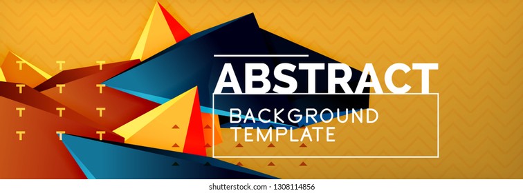 Vector 3d triangular shapes abstract background, origami futuristic template with lines, minimal triangle design