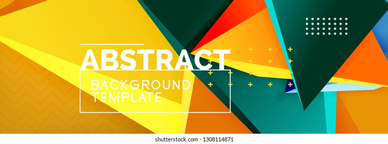 Vector 3d triangular shapes abstract background, origami futuristic template with lines, minimal triangle design