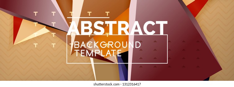 Vector 3d triangular shapes abstract background, origami futuristic template with lines, minimal triangle design
