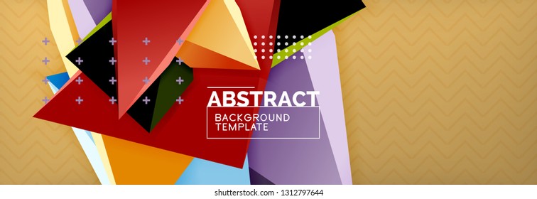 Vector 3d triangular shapes abstract background, origami futuristic template with lines, minimal triangle design