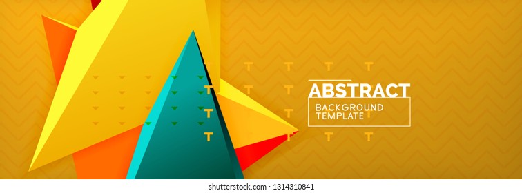 Vector 3d triangular shapes abstract background, origami futuristic template with lines, minimal triangle design