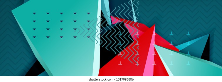 Vector 3d triangular shapes abstract background, origami futuristic template with lines, minimal triangle design
