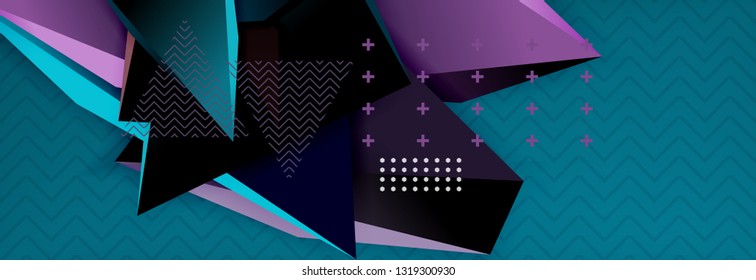 Vector 3d triangular shapes abstract background, origami futuristic template with lines, minimal triangle design